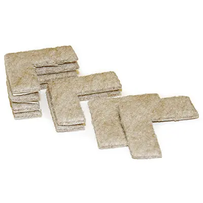 Self-Adhesive Tan Corner Felt Pads – 1.5-Inch Square, 8-Pack 1