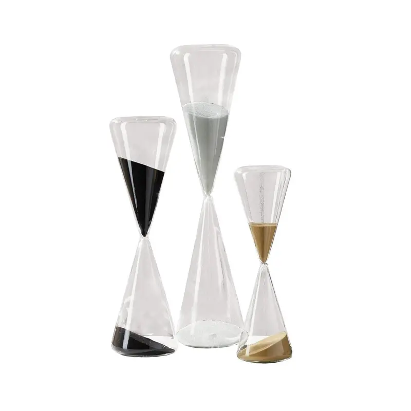 Set Of 3 Glass Conical Sand Timers – Hourglass Style In Assorted Durations 1
