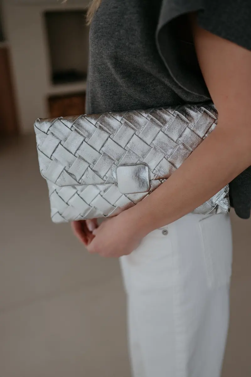 Silver Dentoso Structured Crossbody Bag 1