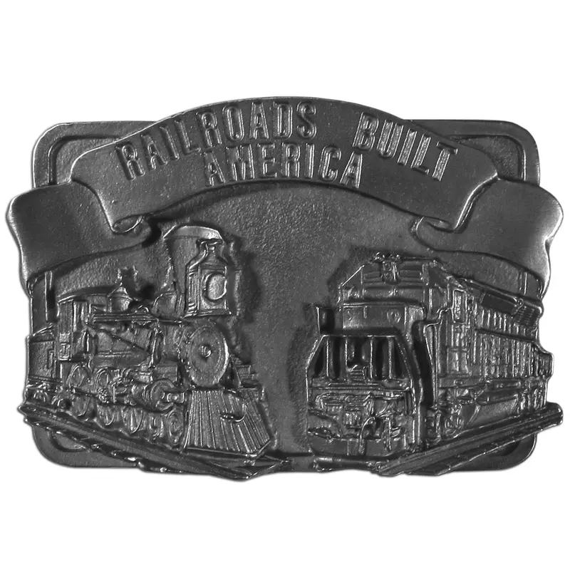 Siskiyou Buckle Vintage Railroad-Themed Antiqued Belt Buckle 1