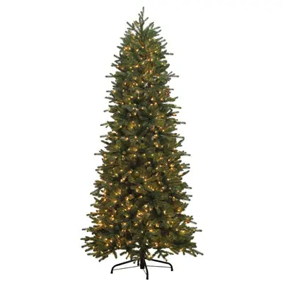 Slim Pre-Lit Asheville Fir Artificial Christmas Tree – 7.5-Ft, 900 Warm White Leds 1
