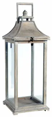 Small Wooden & Glass Candle Lantern For Outdoor Garden Decor 1