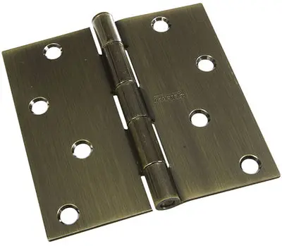 Square-Edge Interior Door Hinge – Antique Brass, 4-Inch Height 1