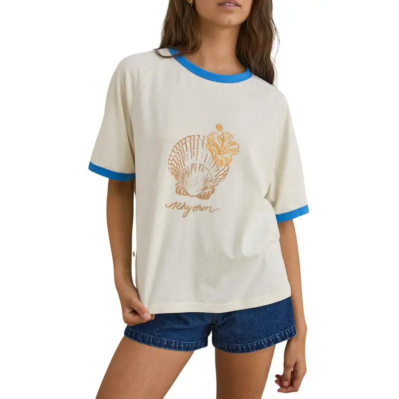 Sunrise Seashell Ringer Tee – Women’S Retro Fit 1