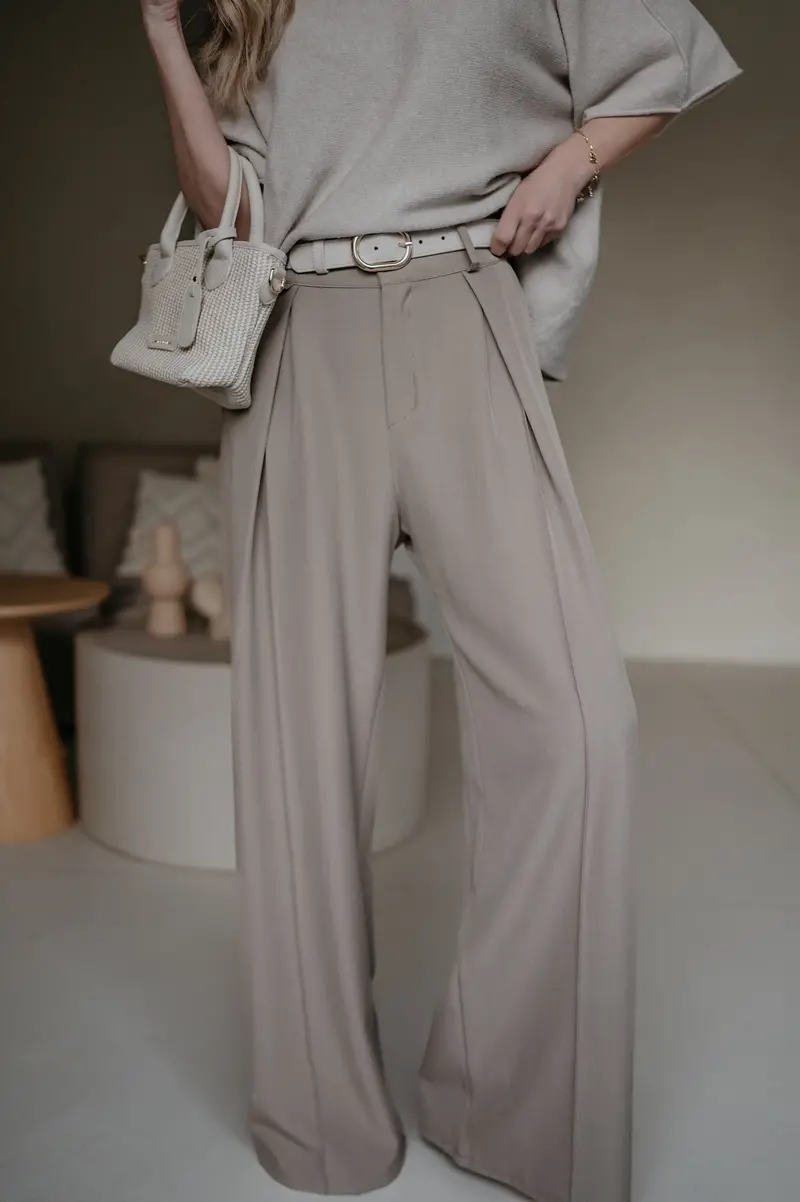 Taupe Mostrido Stretch-Cotton Trousers 1