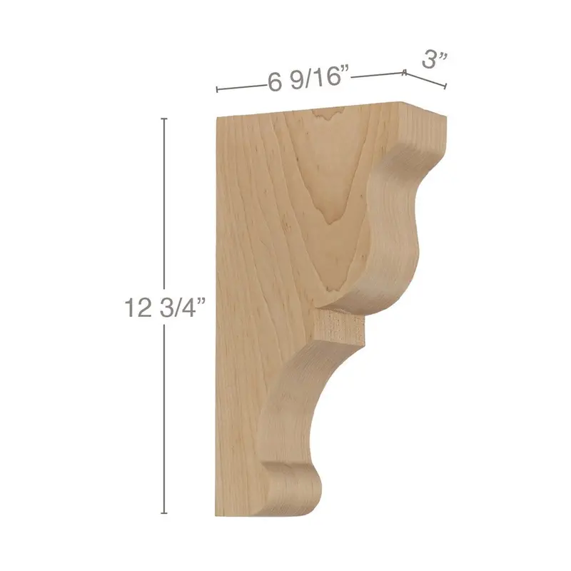 Transitional Large Bar Support Corbel – 3" W × 12¾" H × 6⁹⁄₁₆" D 1