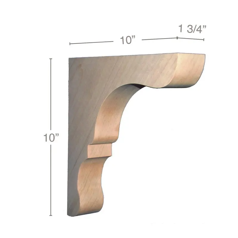 Transitional Overhang Bar Bracket – 1.75" W × 10" H × 10" D, Modern Support Corbel 1