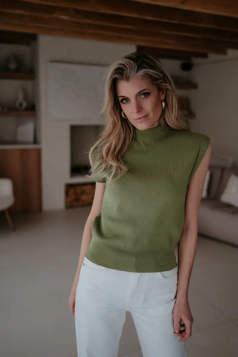 Velando Olive Green Textured Top 1