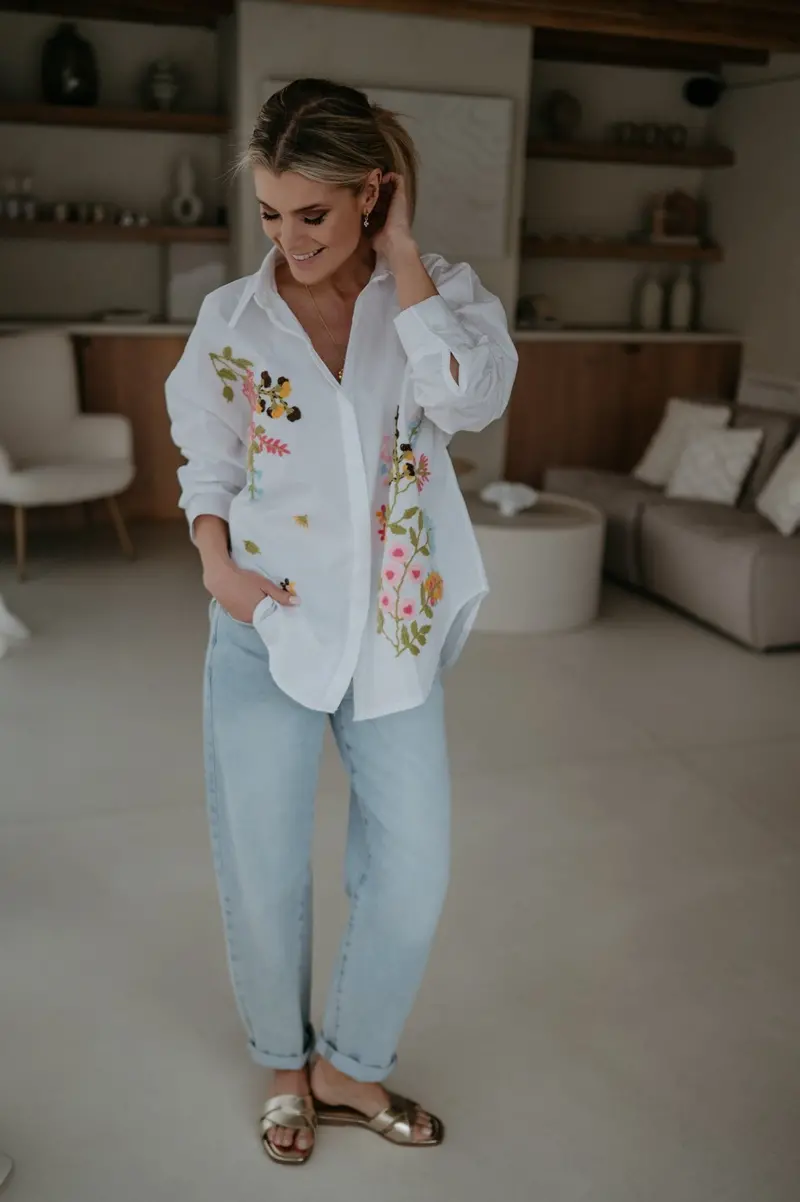 Vica Lightweight White Knit Shirt 1