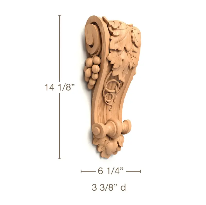 Vineyard Corbel – Extra-Large – 6.25" W × 14.125" H × 3.375" D – Special Order (3–6 Weeks) 1