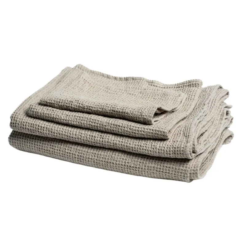 Waffle-Weave Linen Travel Towel – Textured Absorbent Compact Towel 1
