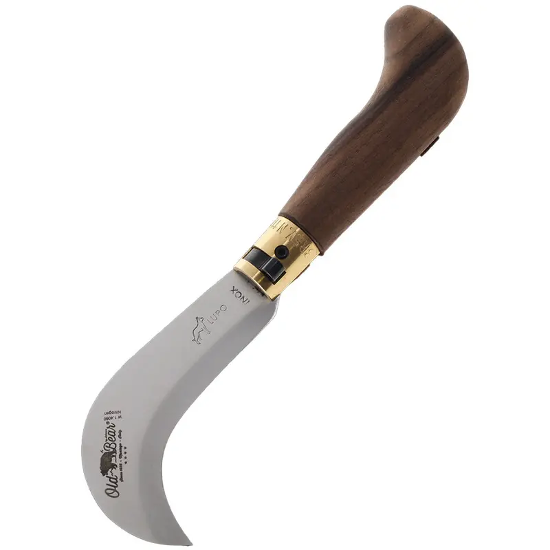 Walnut Folding Pruning Knife With Stainless Steel Blade 1