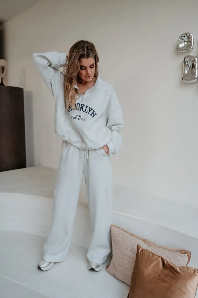 Zente Matching Knit Set In Charcoal Grey 1