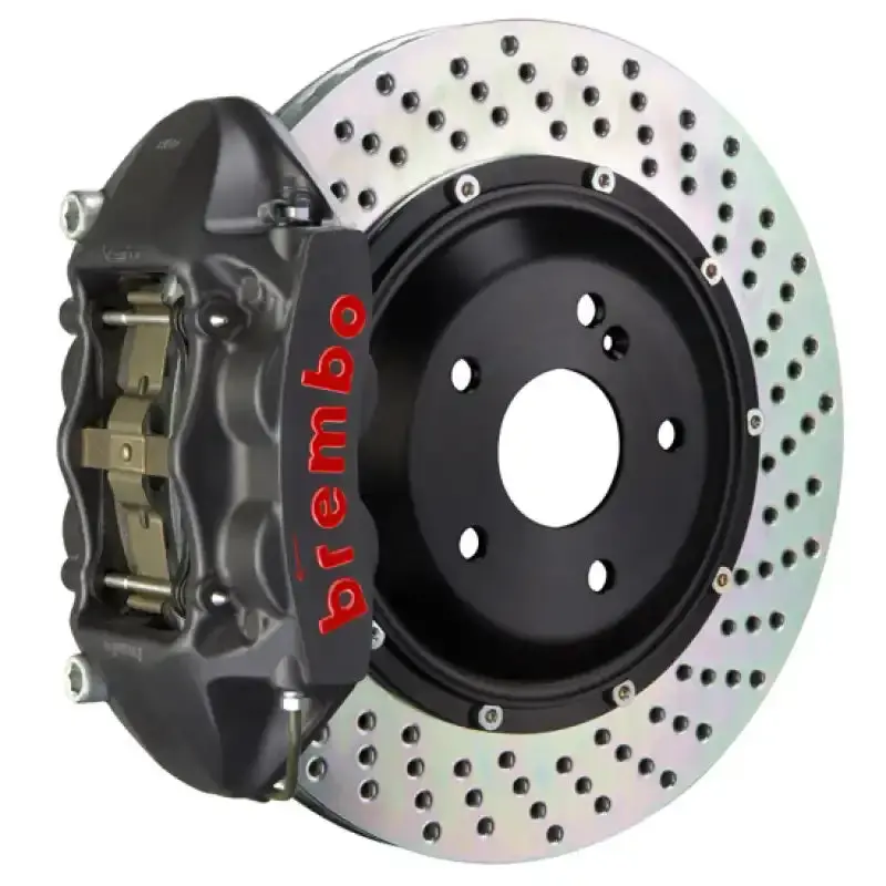 Brembo 06-10 M5/06-10 M6 Rear Gts Bbk 4 Piston Cast 380X28 2Pc Rotor Drilled-Black Ha 1