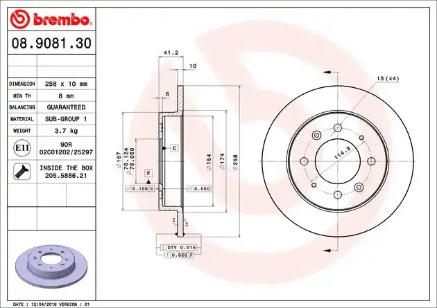 Brembo 08908130C02 High-Performance Brake Rotor – Precision-Ground, Direct Oem Replacement 1