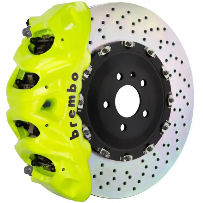 Brembo Front Big Brake Kit For Audi A4 (2017+), A5/S4/S5 (2018+) – 6-Piston Calipers With 380X34Mm Drilled Two-Piece Rotors (Fluorescent Yellow) 1