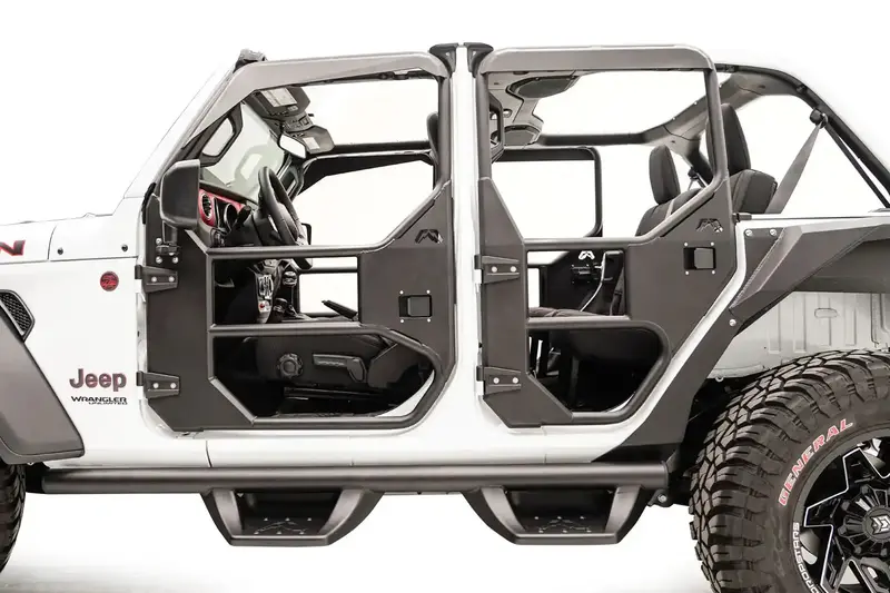 Fab Fours Jl1031-1 Full-Tube Rear Door Set For Jeep Jl – Two-Stage Matte Black Powder Coat 1