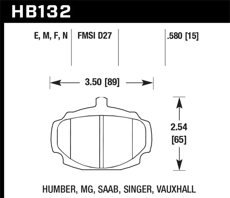 Hawk Hp Plus Hb132N.580 Brake Pads – 0.580" Thickness 1
