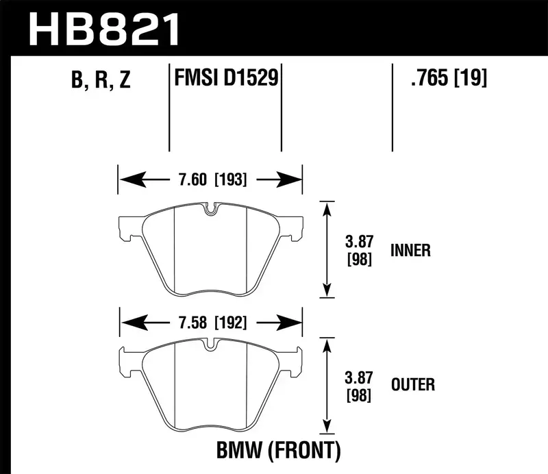 Hawk Performance Hb821B.756 Hps 5.0 Front Disc Brake Pads – 0.756" Thickness 1