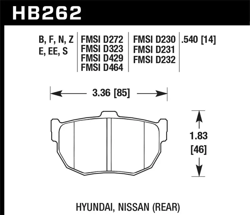 Hawk Performance Hps Hb262B.540 High-Performance Street Brake Pads – 0.540" Thickness 1