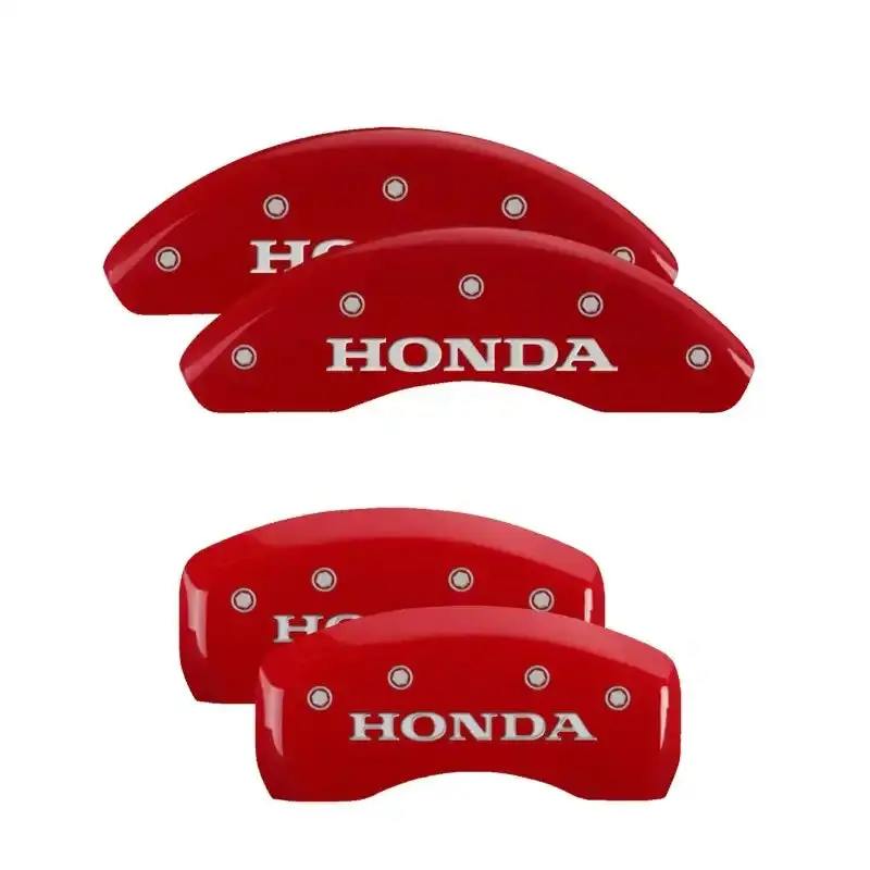 Mgp 4-Piston Caliper Covers – Engraved Front & Rear, Red Finish With Silver Accent 1