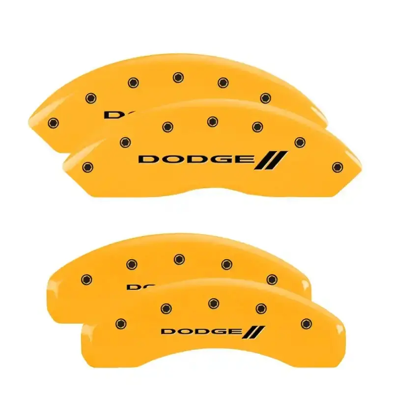 Mgp Engraved Caliper Covers – Front Block & Rear Vintage Style For Dodge Challenger (Rt Yellow/Black Finish) 1