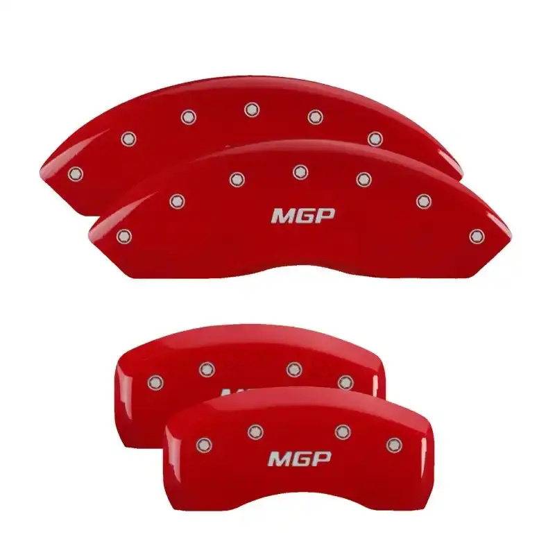 Mgp Engraved Caliper Covers – Front & Rear Set For Buick, Red Finish With Silver Shield Detail 1